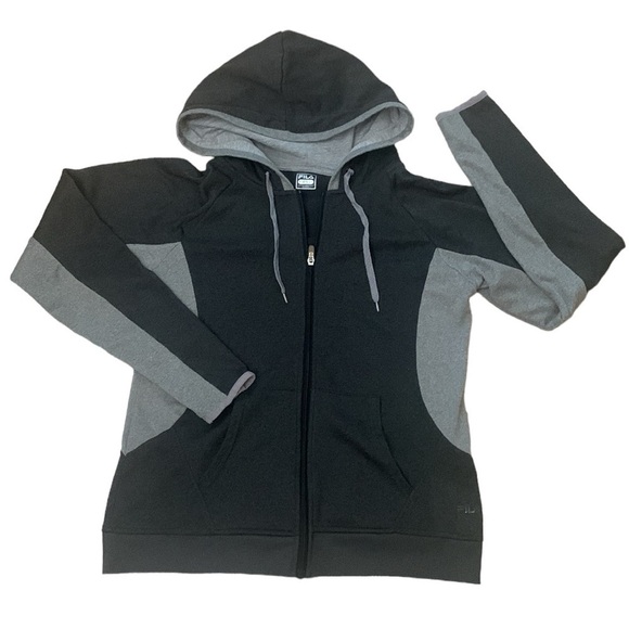 Fila Full Zip Black and Gray Sweat Jacket Hoodie Size M - Picture 1 of 8